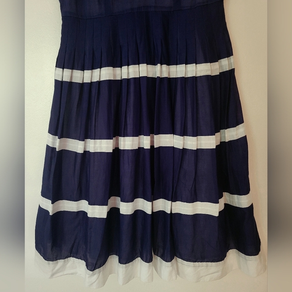 Talbots Petites Womens Navy And White Nautical Pleated Sun Dress Size 2 Petite - Picture 5 of 6